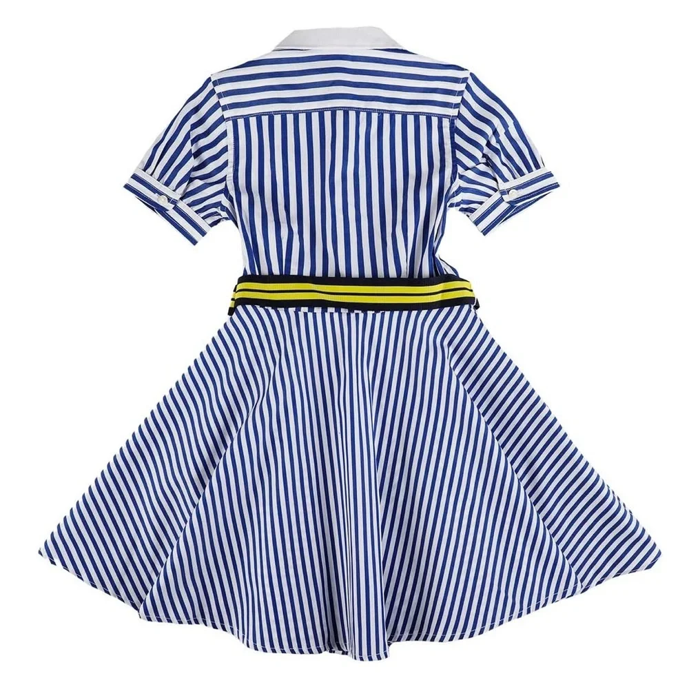 Ralph Lauren Striped Poplin Dress in Blue White Yellow baby infant size 9 months